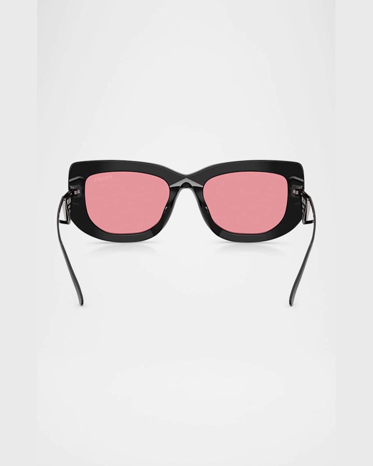 PRADA TRIANGLE LOGO RECTANGLE ACETATE & METAL SUNGLASSES 