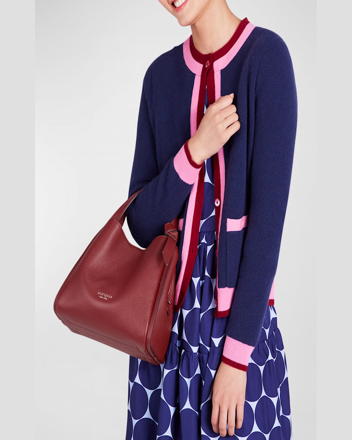 Kate Spade Knott Medium Leather Tote Crossbody Bag In Cordovan