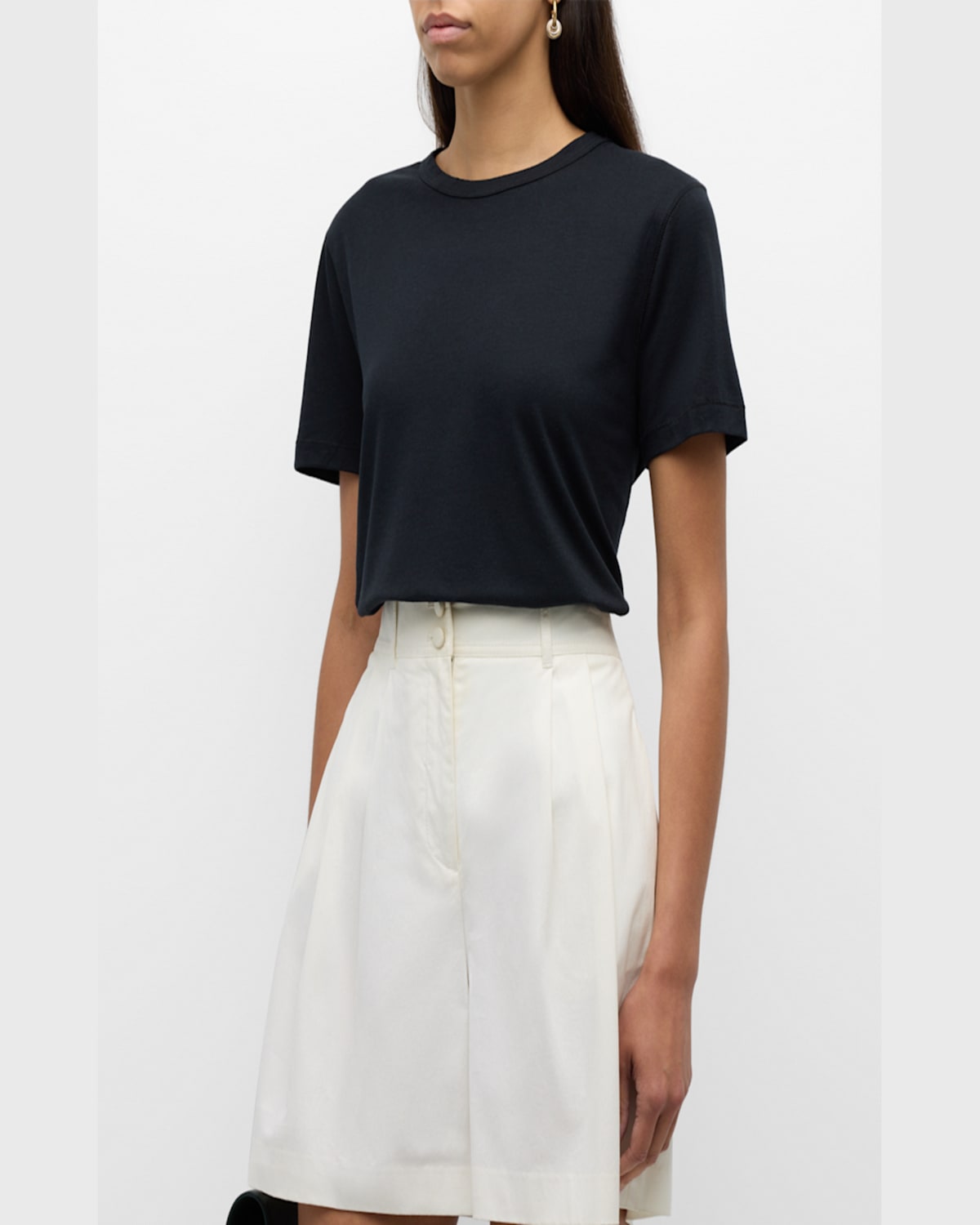 Shop Majestic Lyocell Cotton Semi-relaxed Short-sleeve Crewneck Tee In Ciel