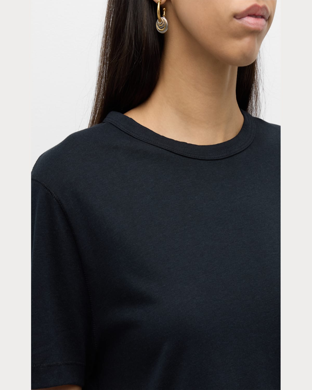 MAJESTIC LYOCELL COTTON SEMI-RELAXED SHORT-SLEEVE CREWNECK TEE 