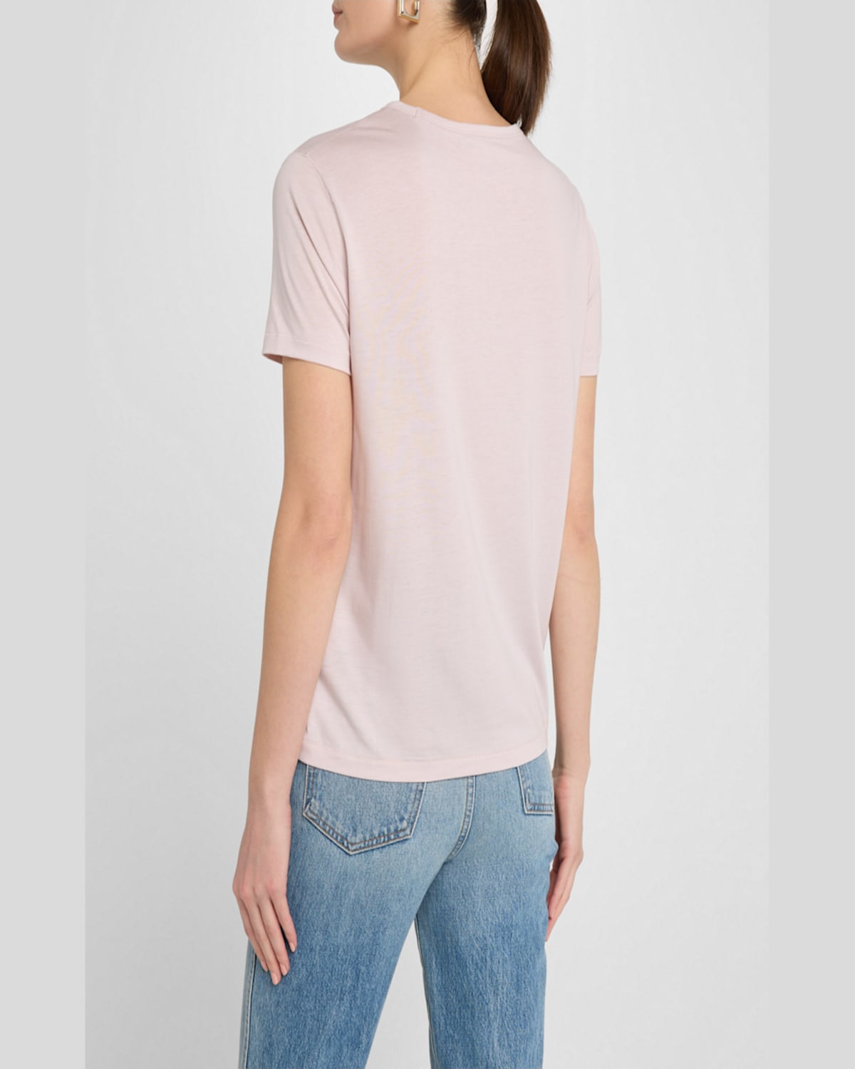 MAJESTIC LYOCELL COTTON SEMI-RELAXED SHORT-SLEEVE CREWNECK TEE 