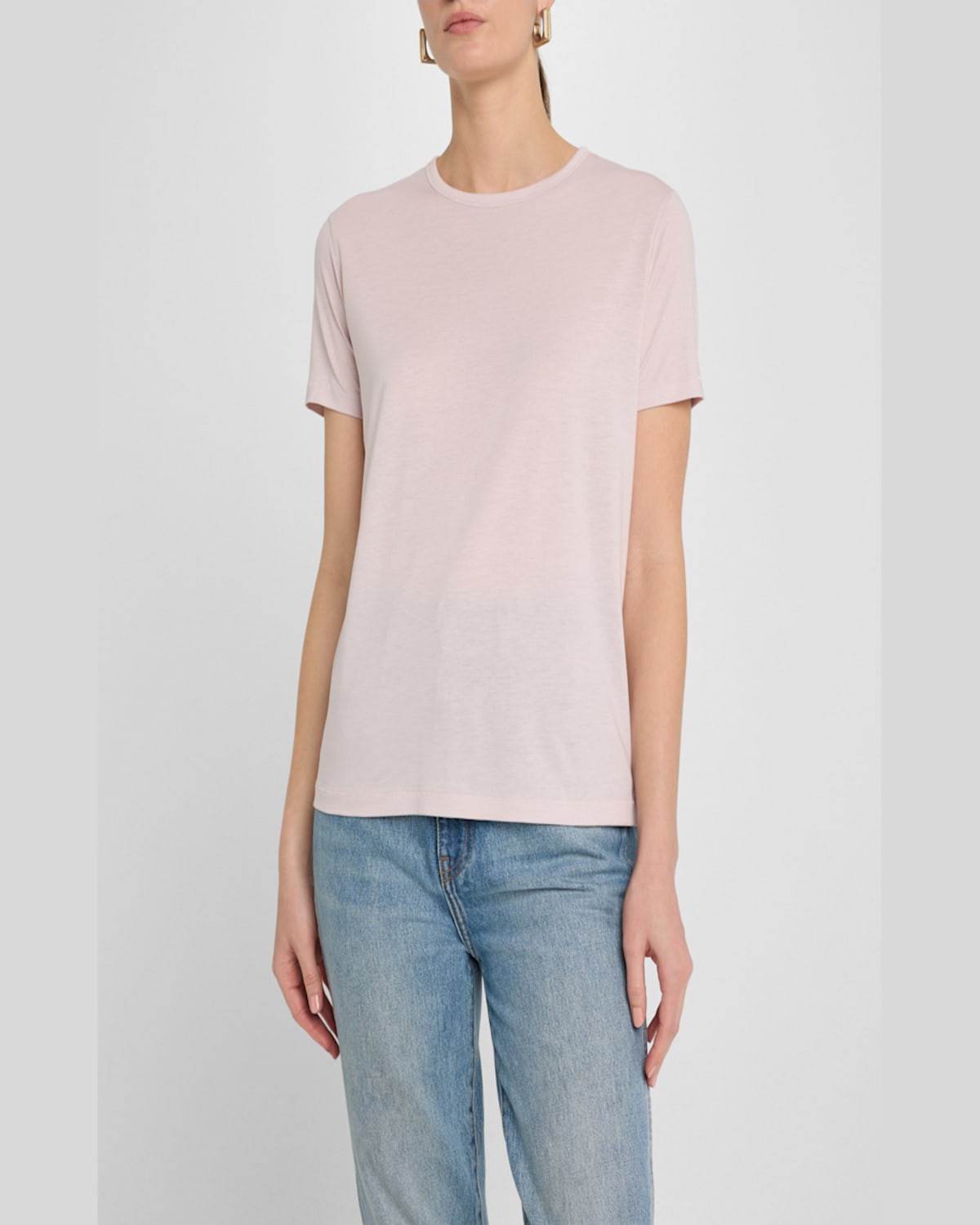 Shop Majestic Lyocell Cotton Semi-relaxed Short-sleeve Crewneck Tee In Glycine