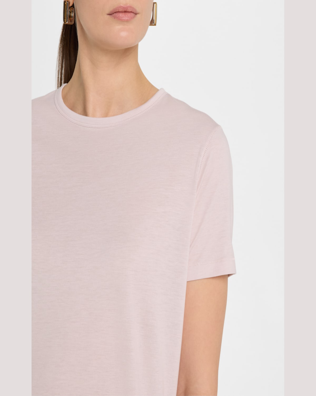 MAJESTIC LYOCELL COTTON SEMI-RELAXED SHORT-SLEEVE CREWNECK TEE 