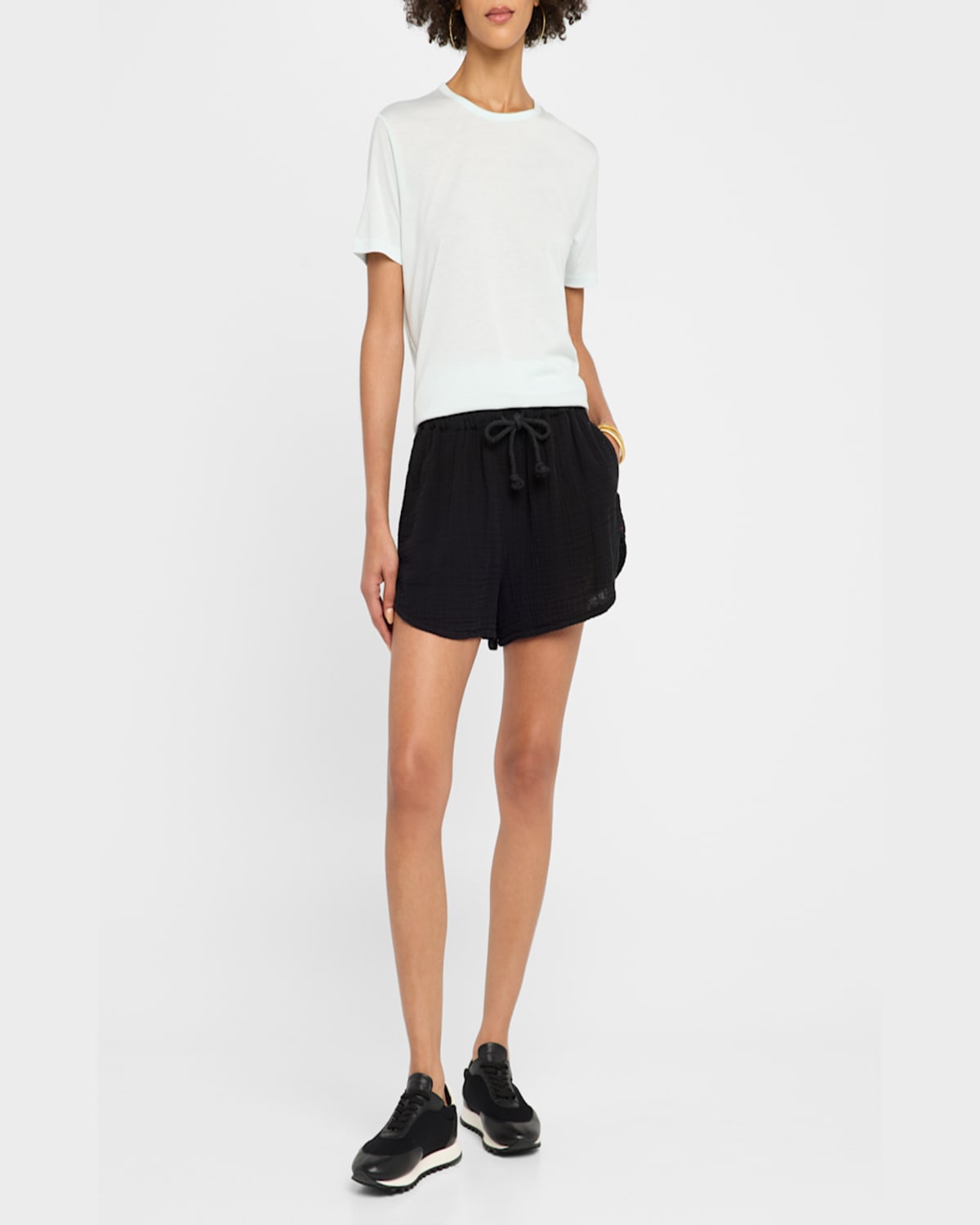 MAJESTIC LYOCELL COTTON SEMI-RELAXED SHORT-SLEEVE CREWNECK TEE 