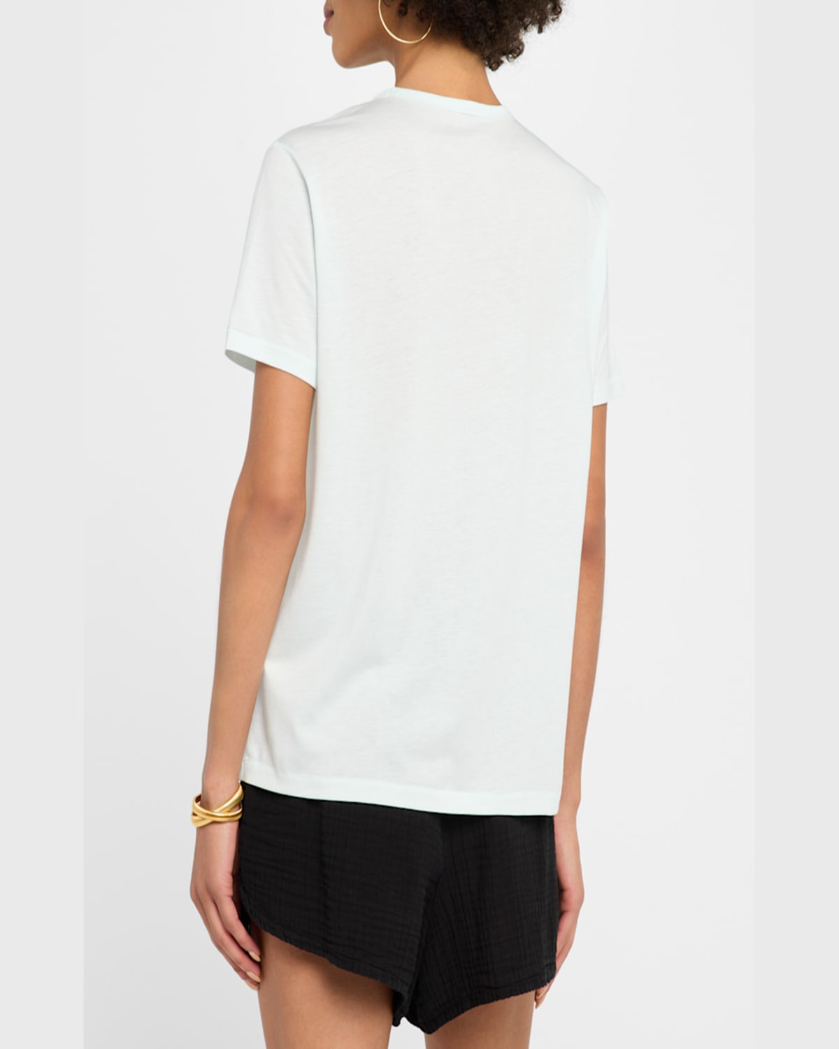 Shop Majestic Lyocell Cotton Semi-relaxed Short-sleeve Crewneck Tee In Ciel