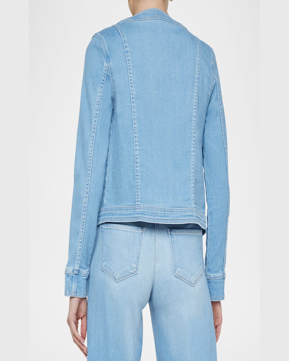 L Agence Yari Faded Collarless Denim Jacket In Euclid
