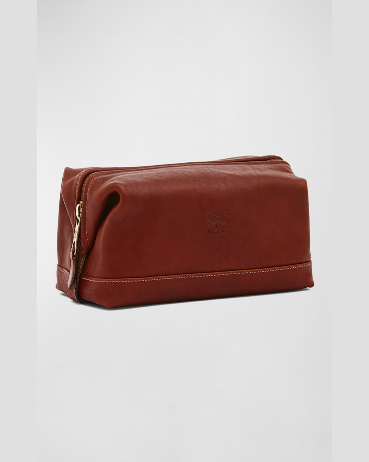Il Bisonte Men's Leather Travel Toiletry Case In Vintage Cognac