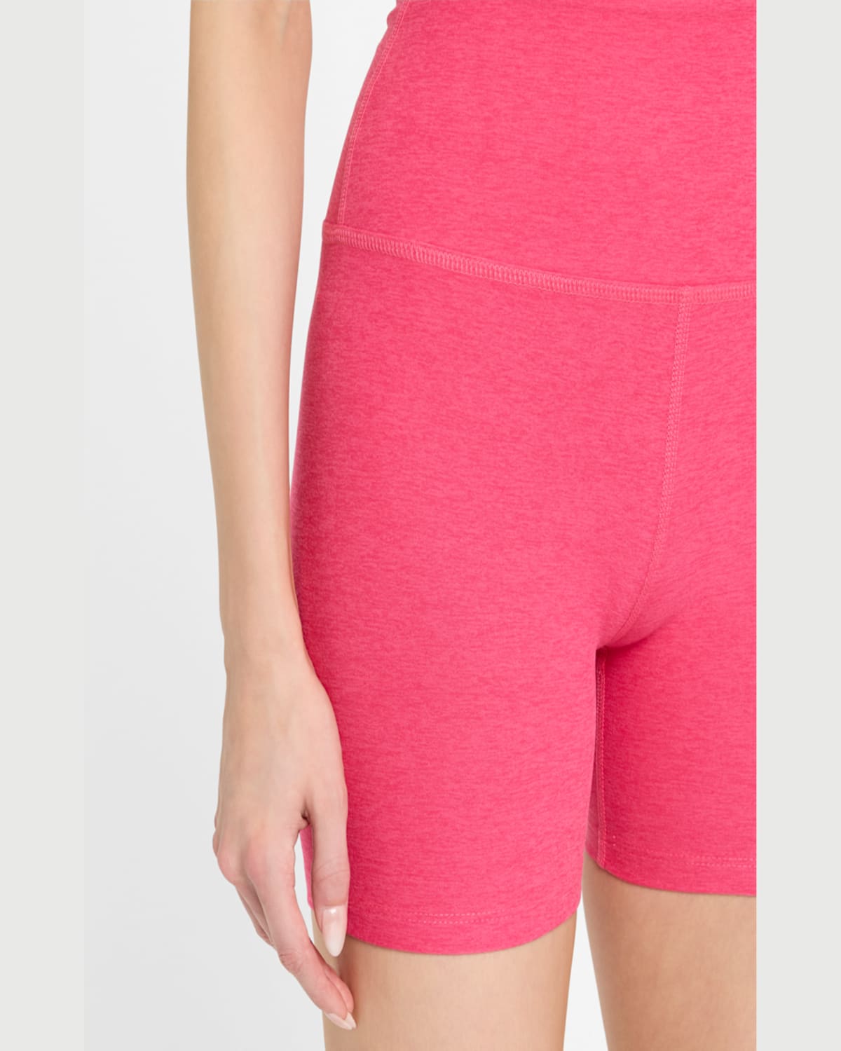 Shop Beyond Yoga Spacedye Keep Pace Biker Shorts In Vivid Pink Heather