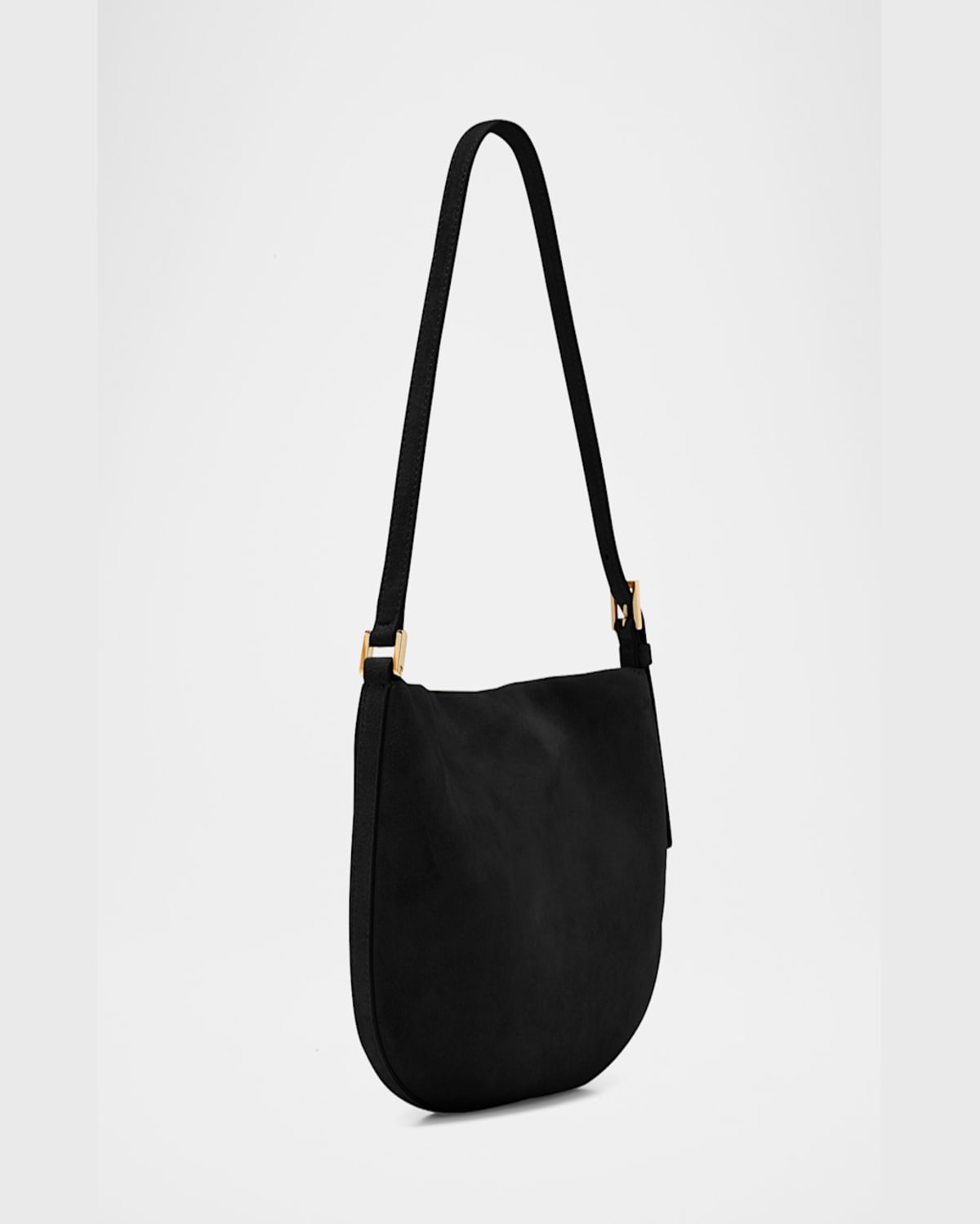 Savette The Small Tondo Hobo Suede Calf Leather In Black