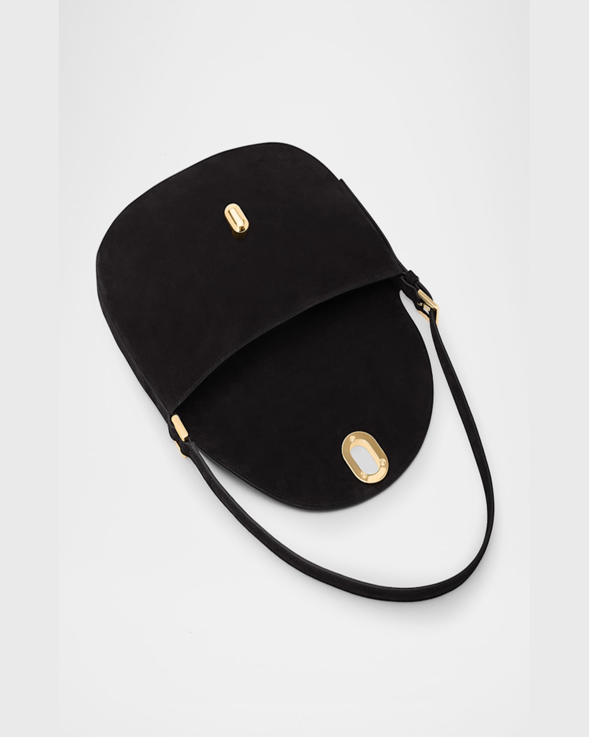 Savette The Small Tondo Hobo Suede Calf Leather In Black