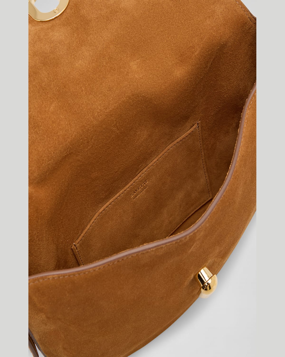 Savette The Tondo Suede Hobo Bag In Saddle