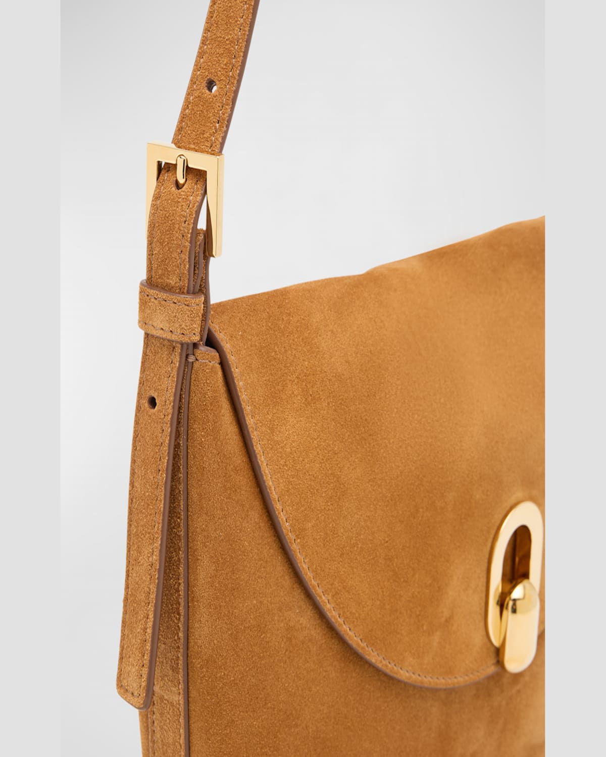 Savette The Tondo Suede Hobo Bag In Saddle