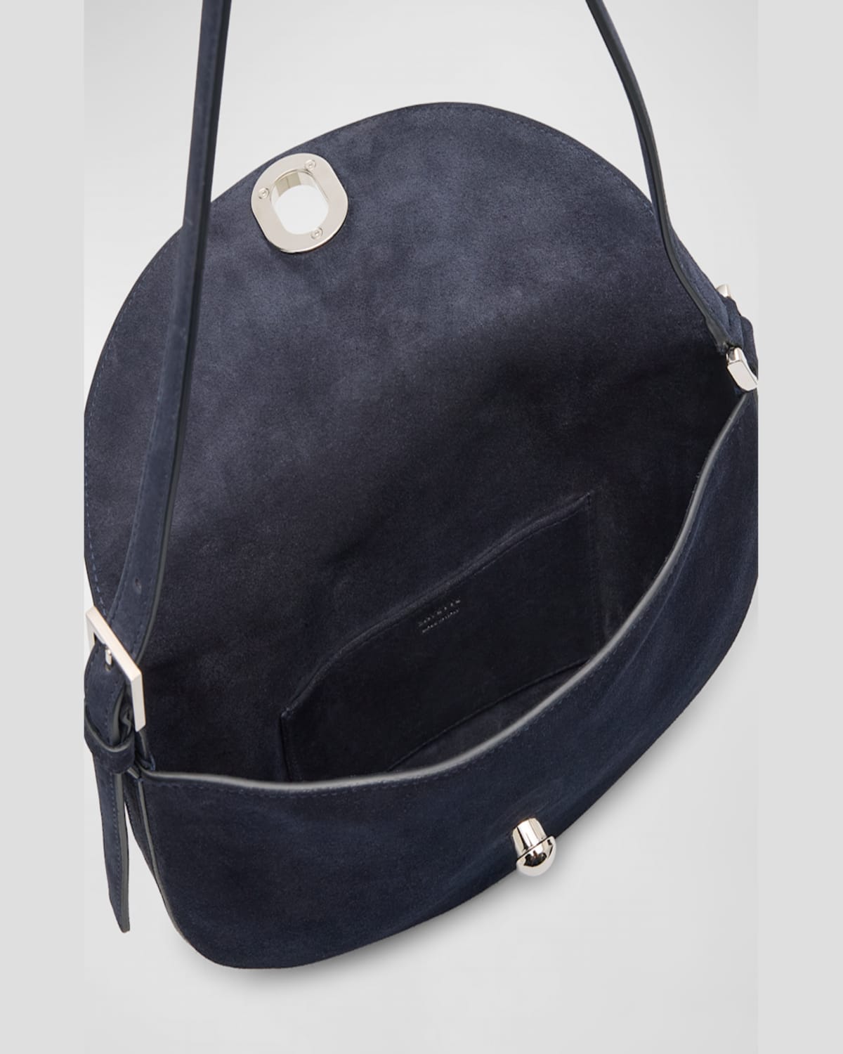 Savette The Small Tondo Hobo Suede Calf Leather In Black