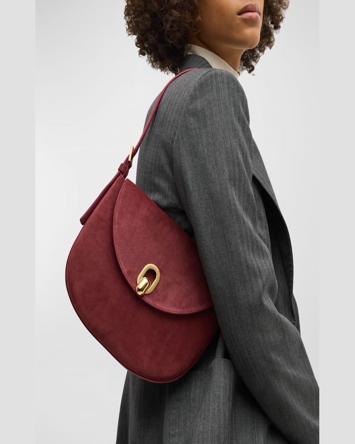 Savette The Tondo Suede Hobo Bag In Saddle