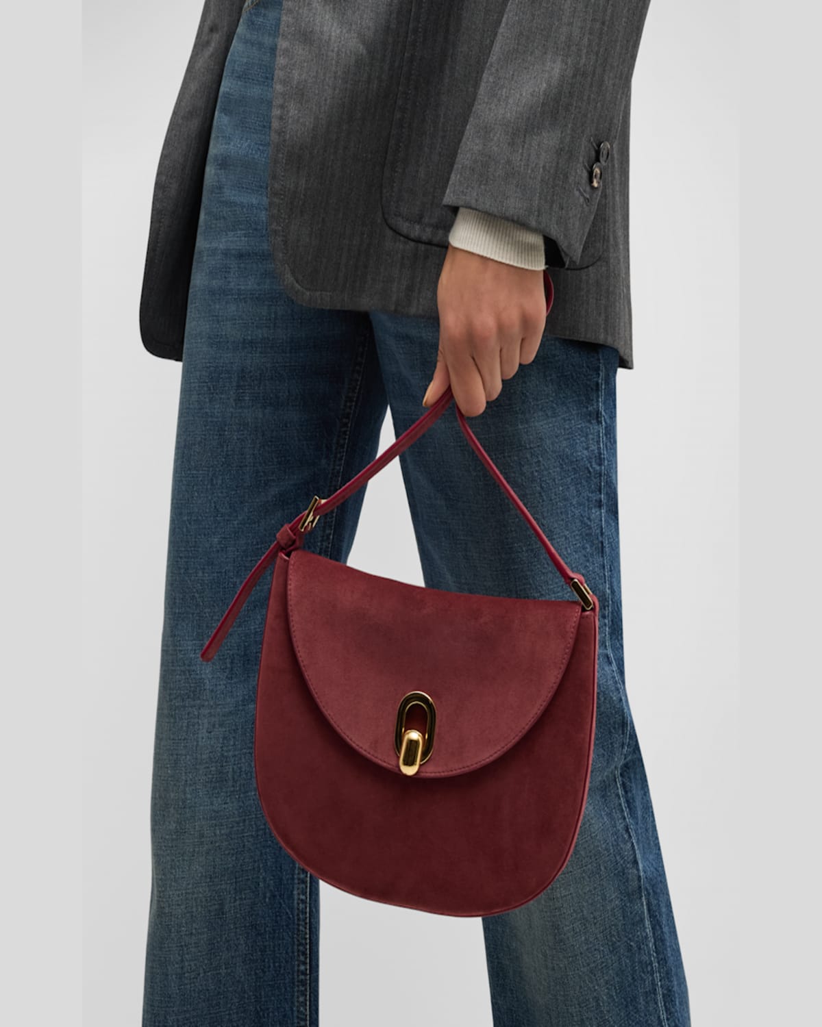 Savette The Tondo Suede Hobo Bag In Saddle