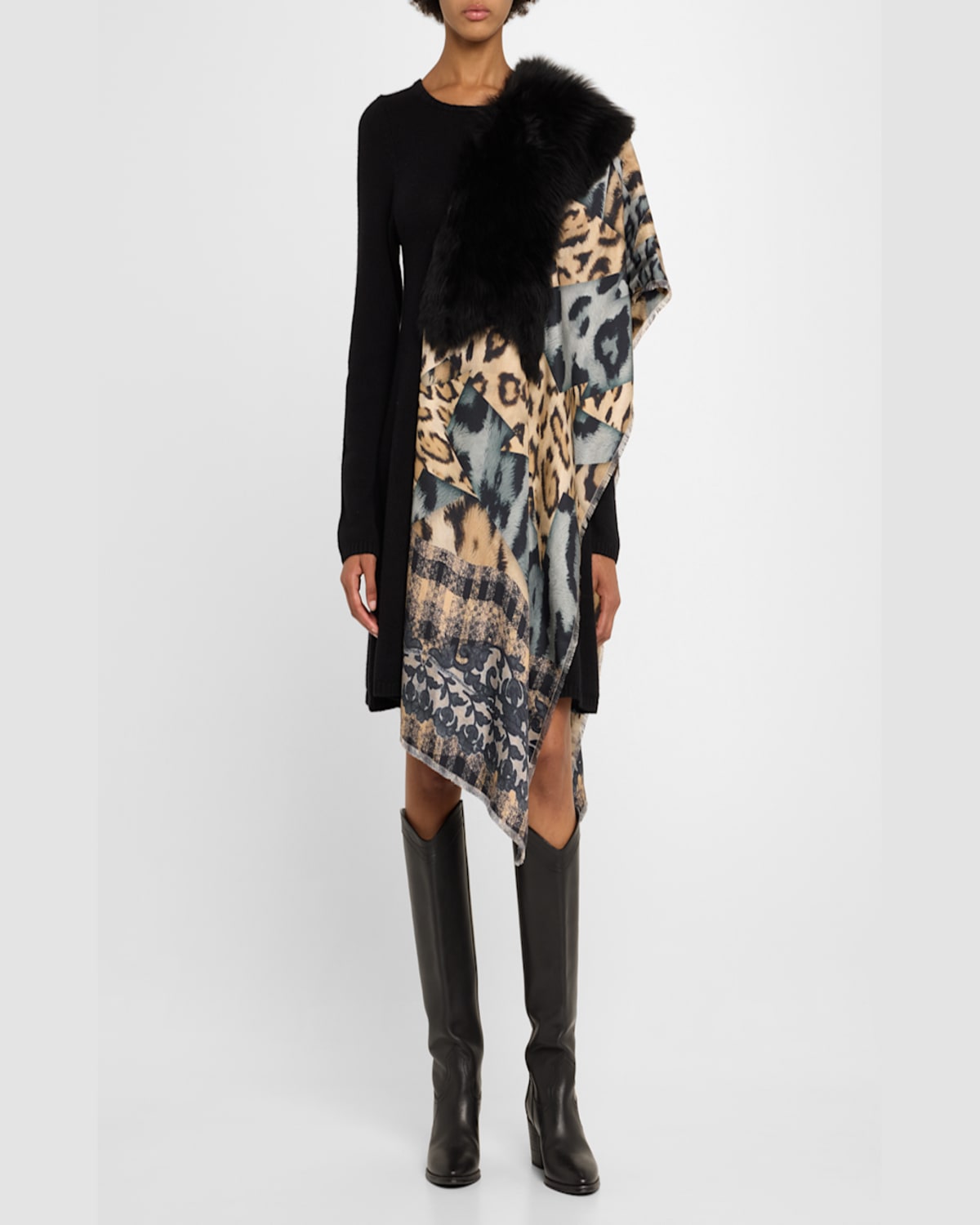 PIERRE-LOUIS MASCIA FANCY SHEARLING PATTERN SCARF 