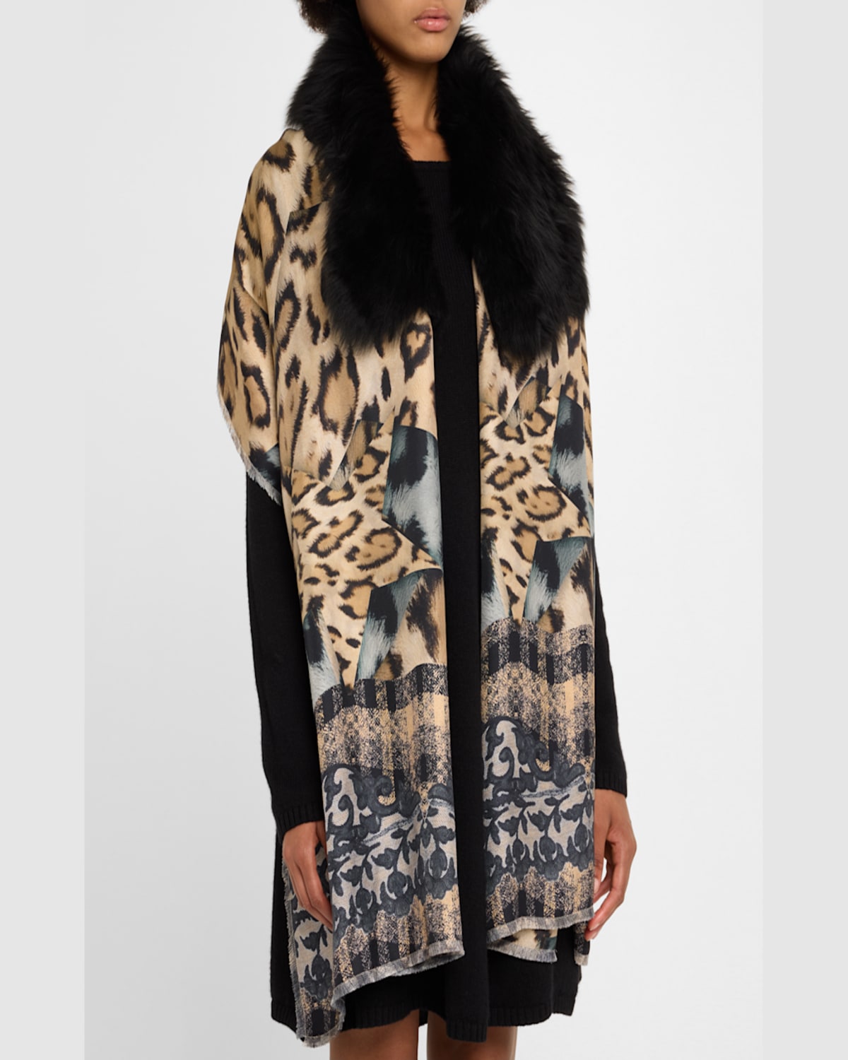 PIERRE-LOUIS MASCIA FANCY SHEARLING PATTERN SCARF 