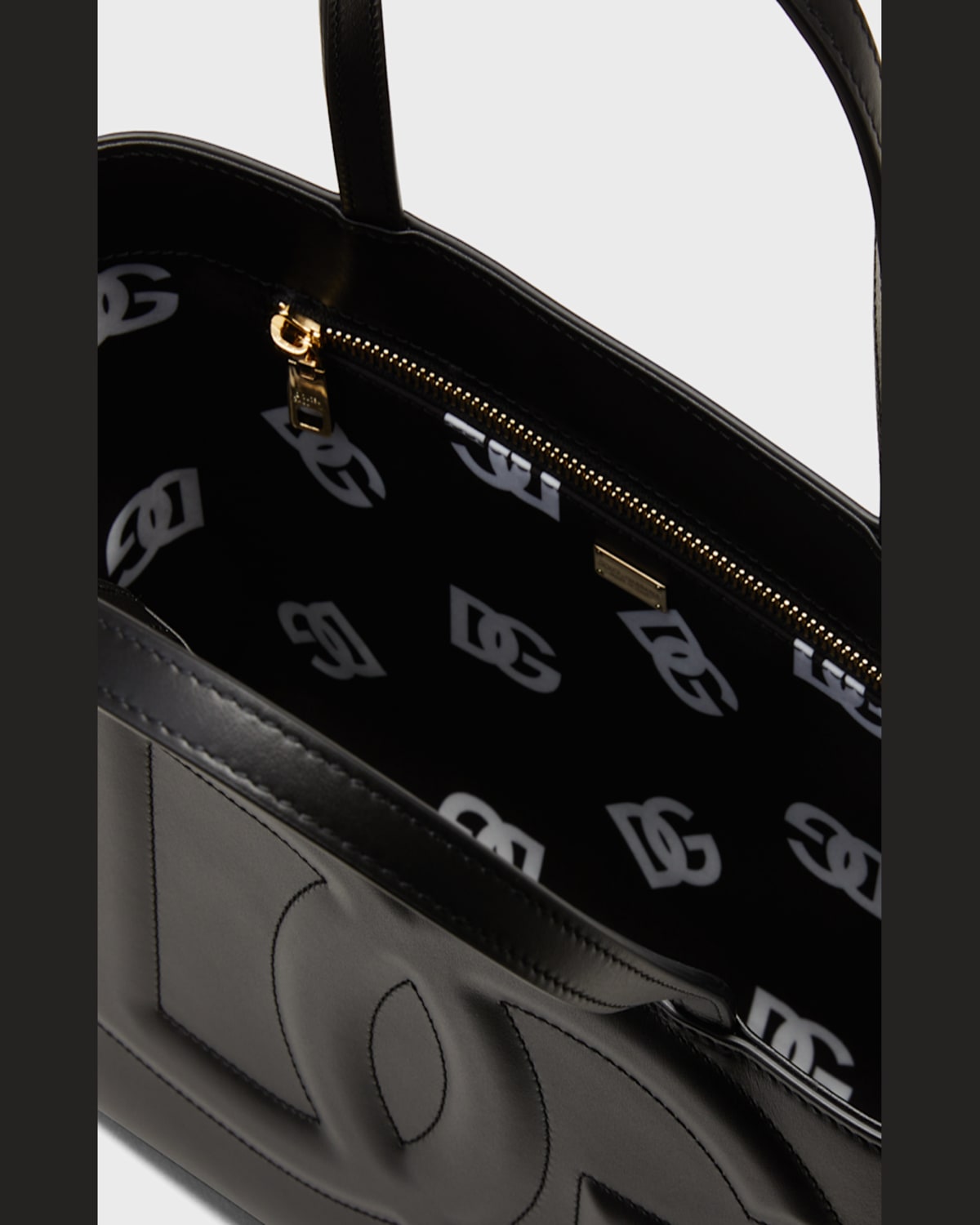 Dolce & Gabbana Dg Logo Leather Tote Bag In Nero