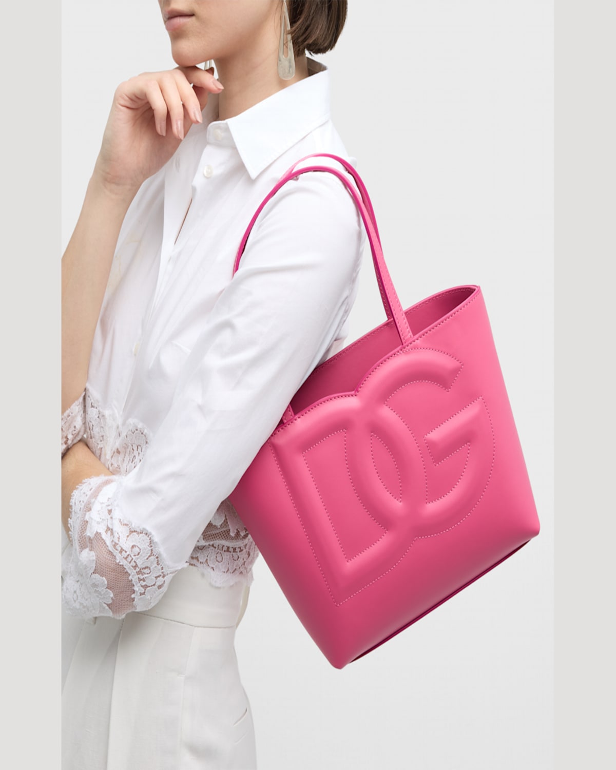 Dolce & Gabbana Dg Logo Leather Tote Bag In Nero