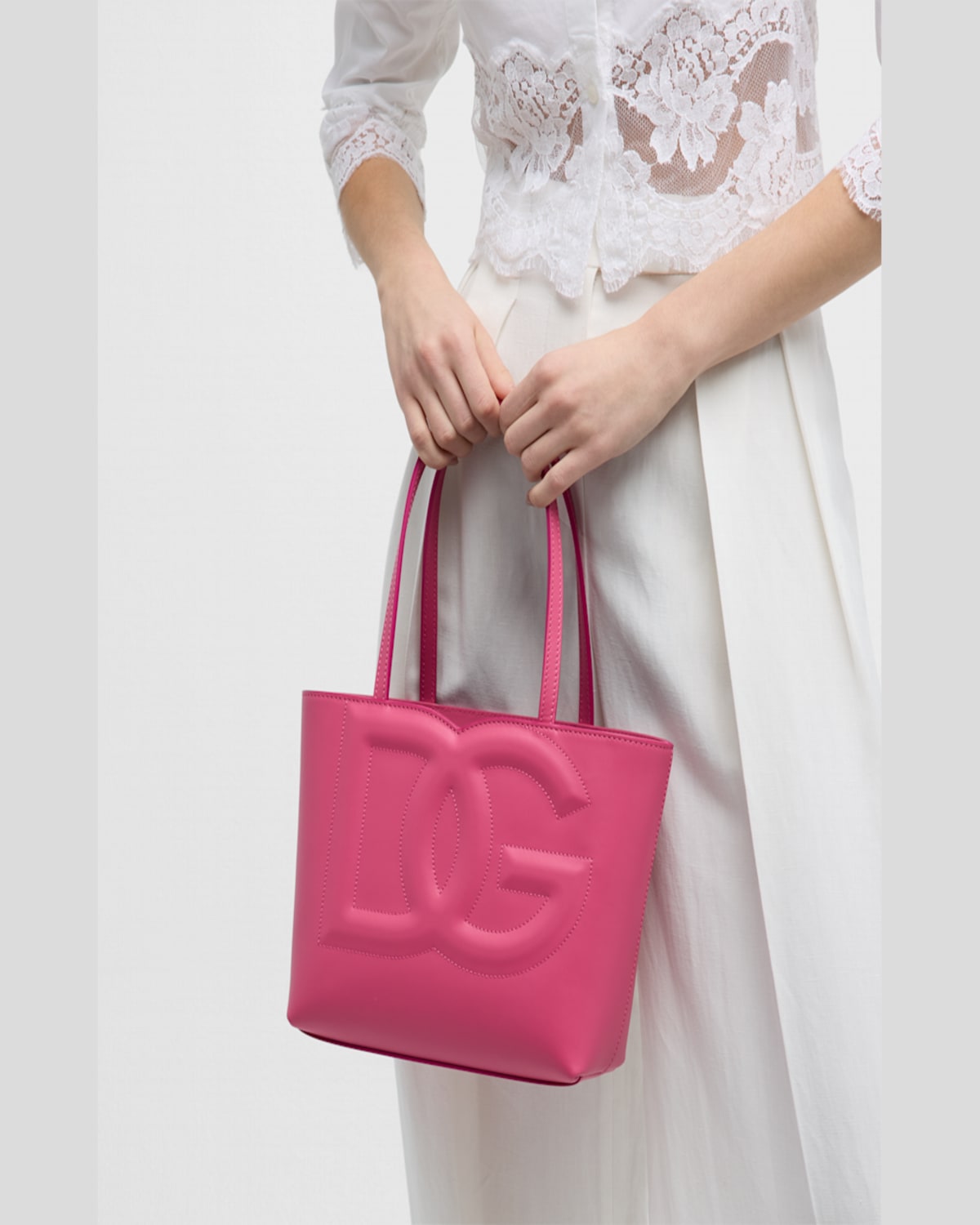Dolce & Gabbana Dg Logo Leather Tote Bag In Nero