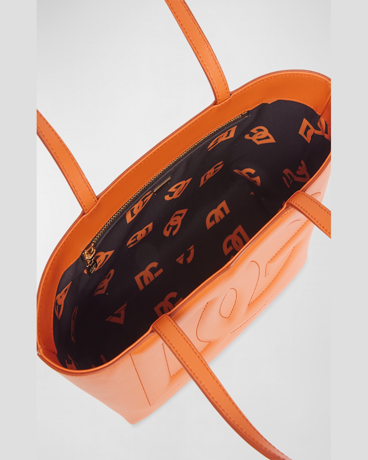 Dolce & Gabbana Dg Logo Leather Tote Bag In Arancio