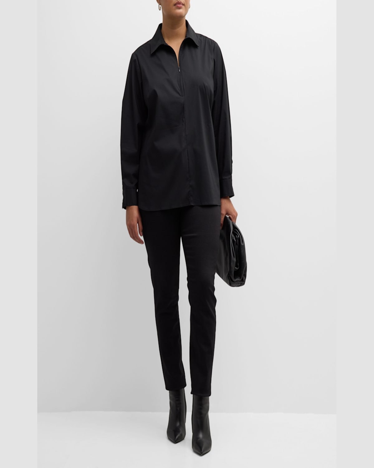 FINLEY PLUS SIZE ENDORA ZIP-FRONT POPLIN TOP 