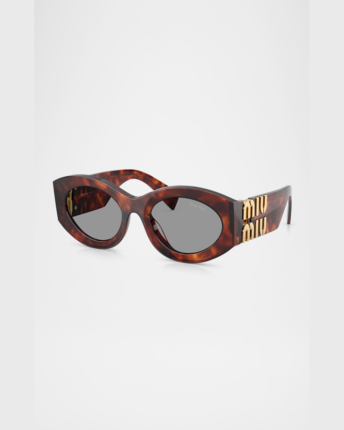 Miu Miu Logo Oval Acetate Sunglasses In Grey