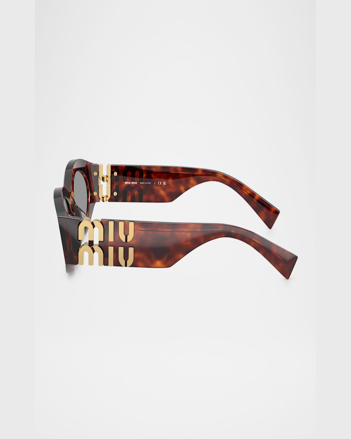 Miu Miu Logo Oval Acetate Sunglasses In Grey