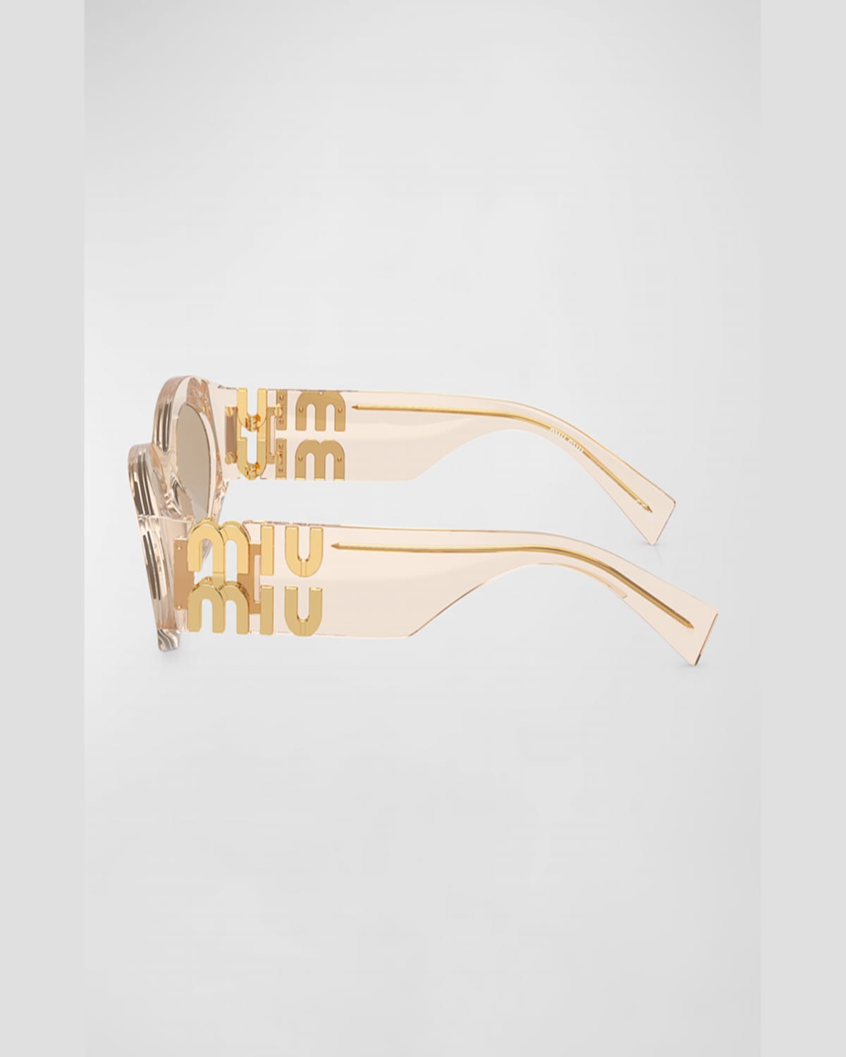 Miu Miu Logo Oval Acetate Sunglasses In Grey