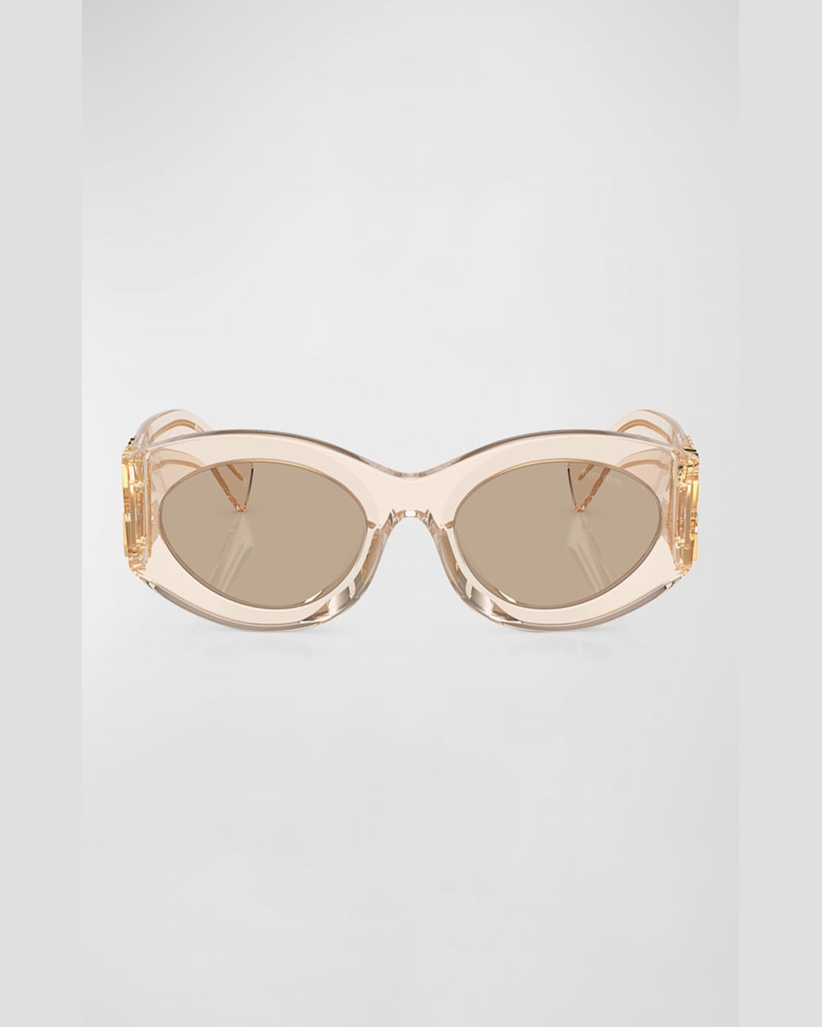 Miu Miu Logo Oval Acetate Sunglasses In Grey