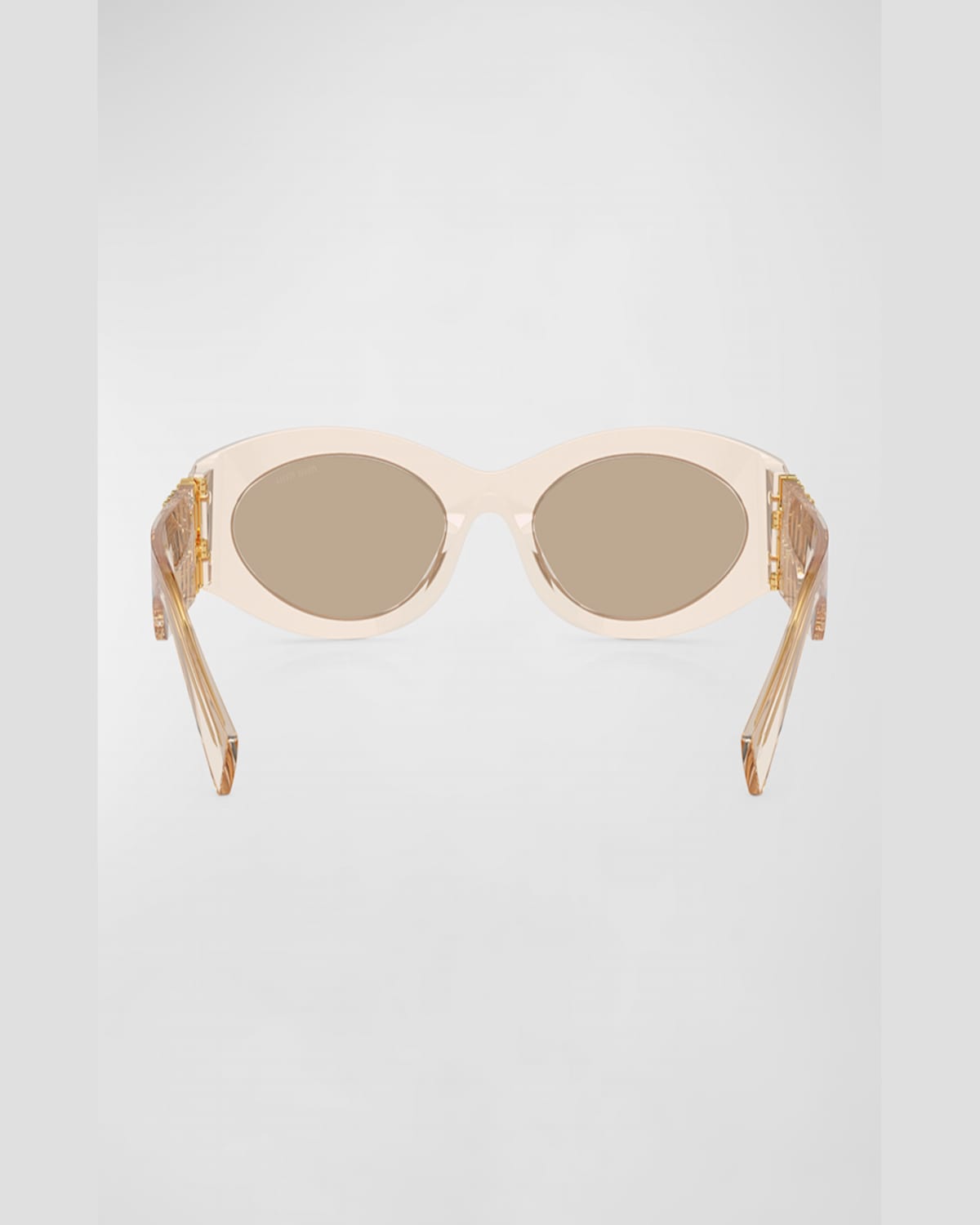 Miu Miu Logo Oval Acetate Sunglasses In Grey