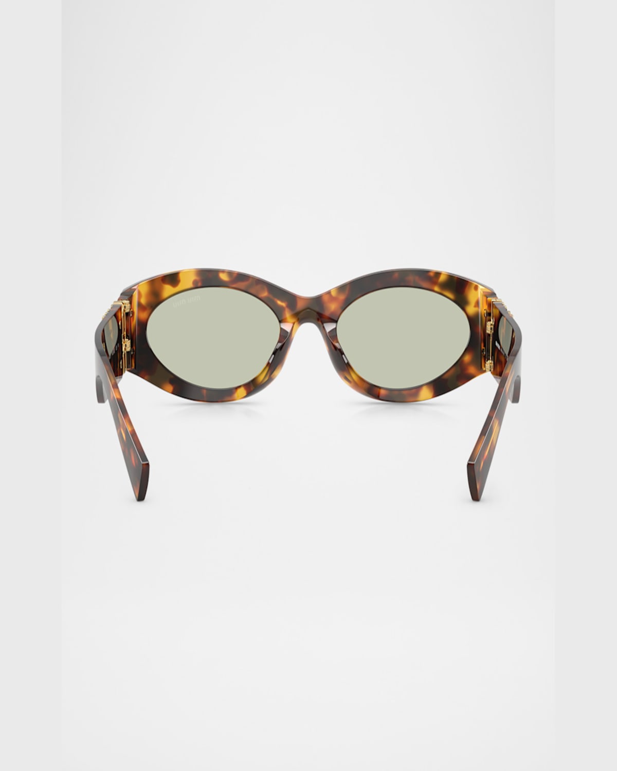 Miu Miu Logo Oval Acetate Sunglasses In Green Havana