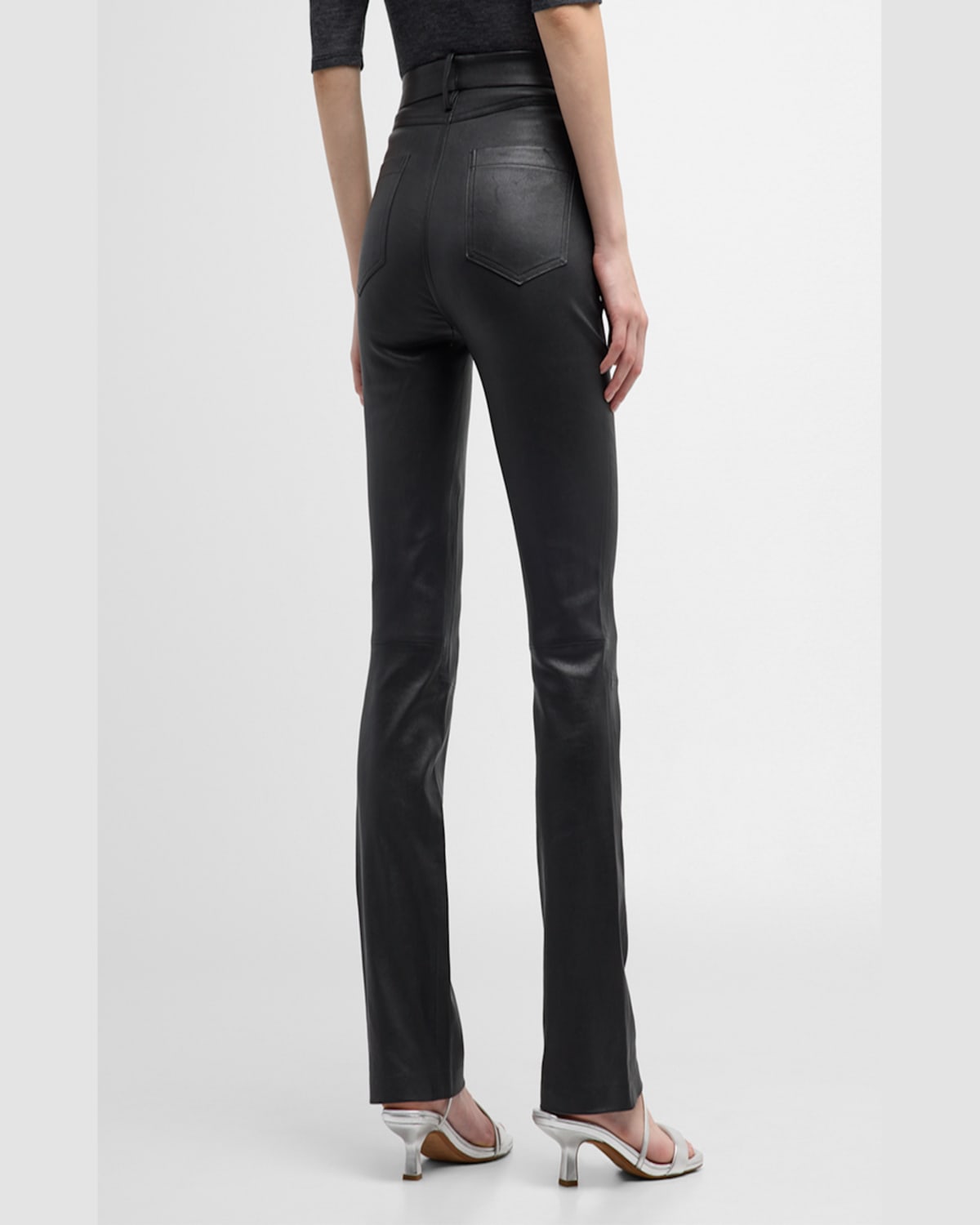 Vince Bootcut Stretch Leather Pants In Black