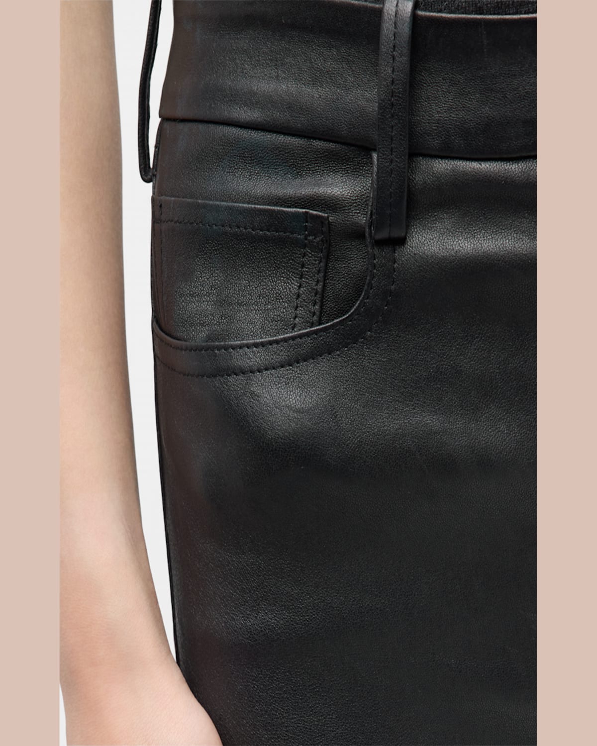 Vince Bootcut Stretch Leather Pants In Black