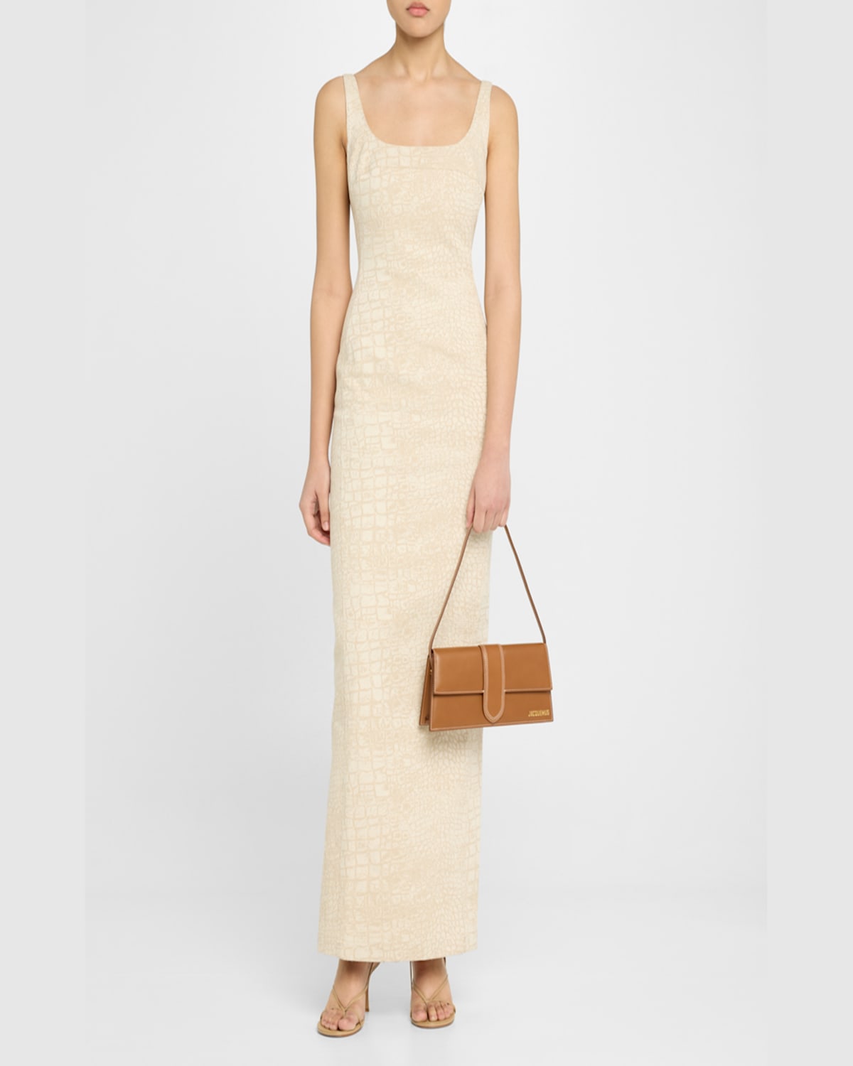 Shop Jacquemus Le Bambino Long Leather Shoulder Bag In Light Brown