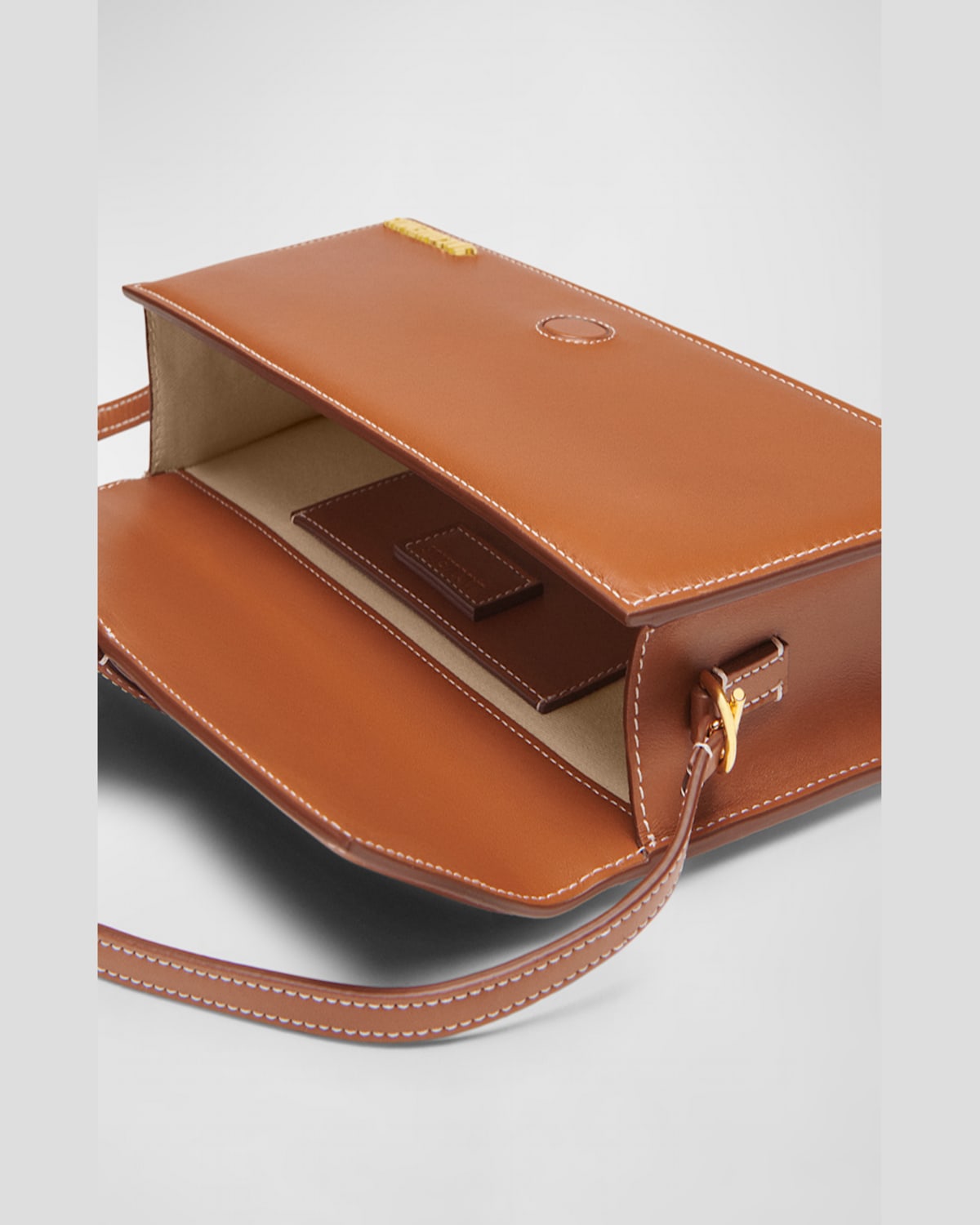 Shop Jacquemus Le Bambino Long Leather Shoulder Bag In Light Brown