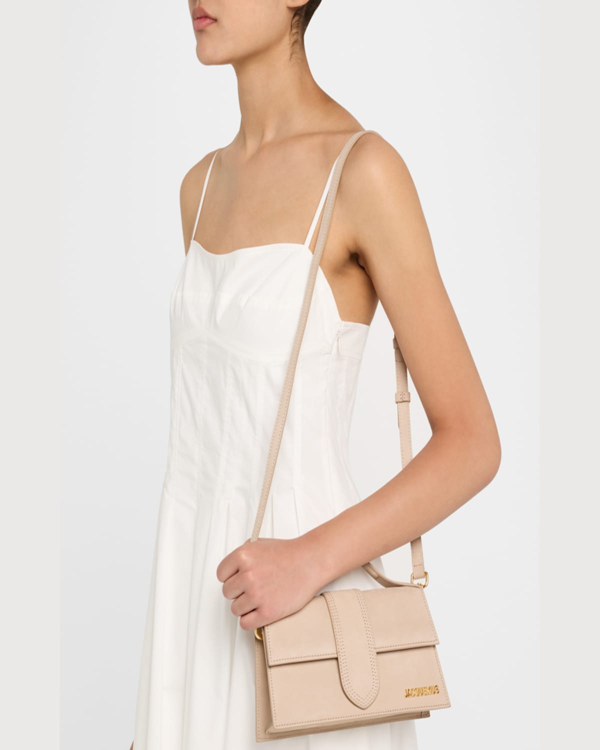 Jacquemus Le Grand Bambino Leather Crossbody Bag In Dark Beige