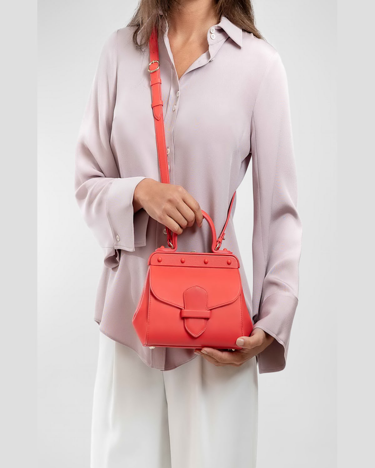 Franzi Margherita Lambskin Leather Crossbody Bag In Coral