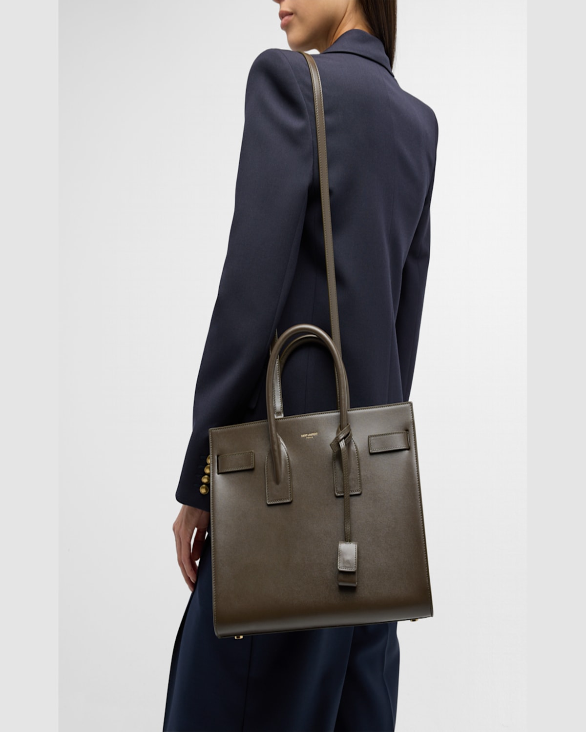 Saint Laurent Sac De Jour Small Top-handle Bag In Smooth Leather In Light Musk