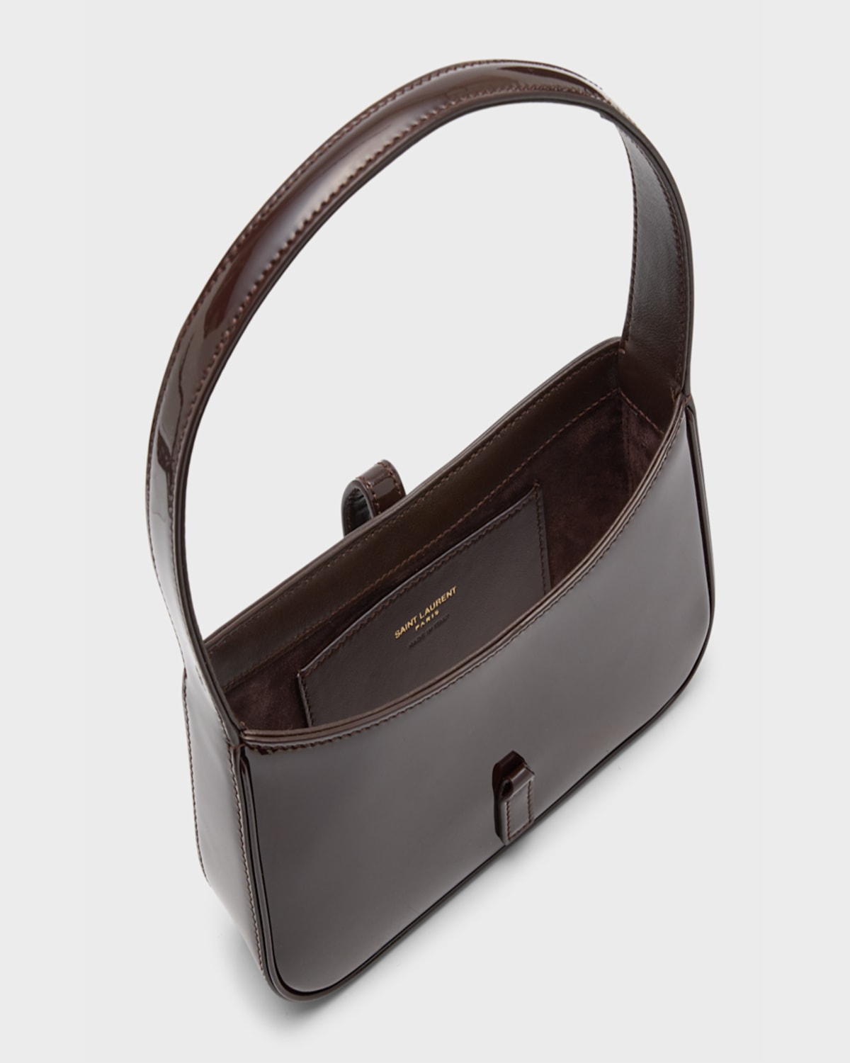 Saint Laurent Le 5 A 7 Mini Ysl Shoulder Bag In Patent Leather In Grenade