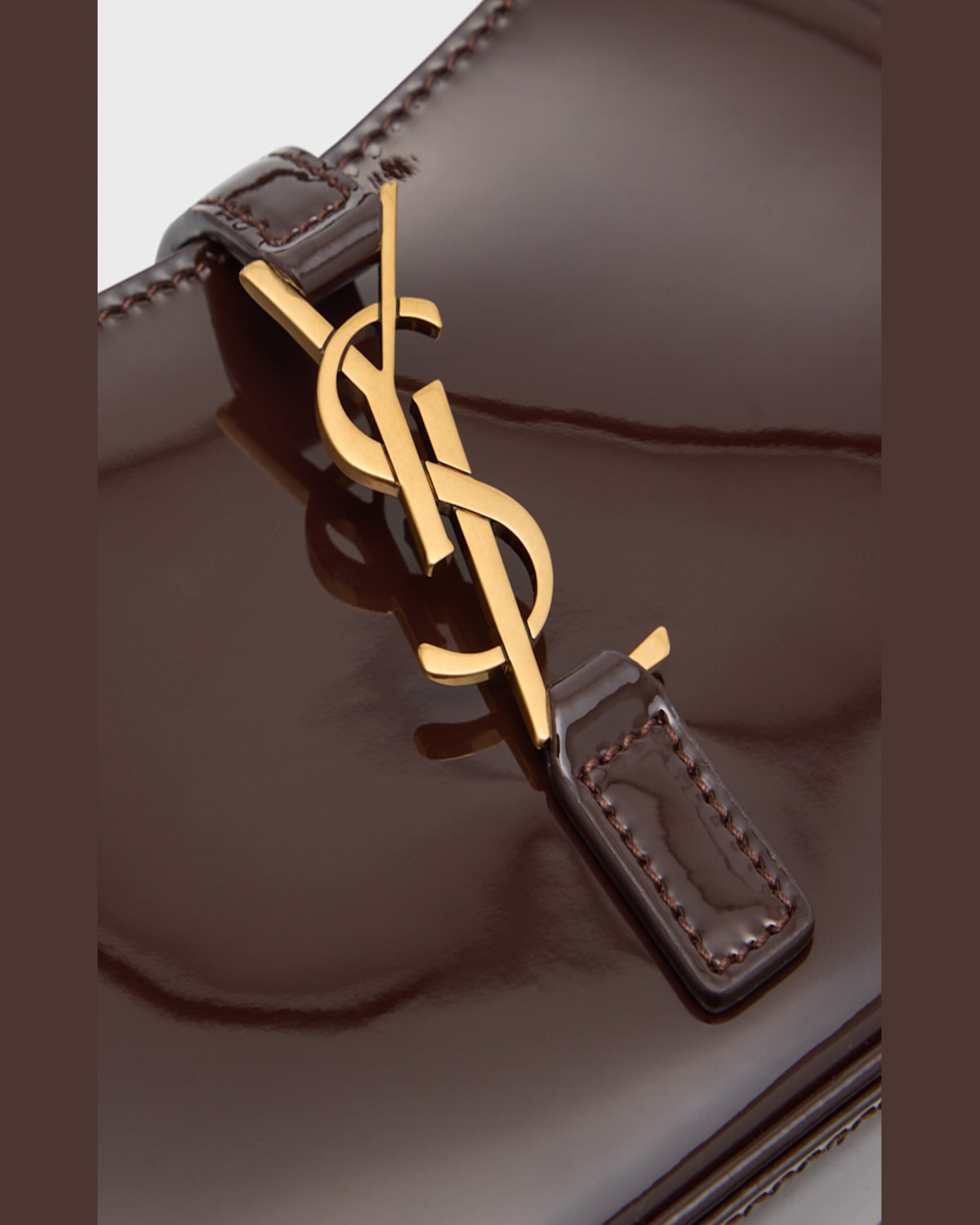 Saint Laurent Le 5 A 7 Mini Ysl Shoulder Bag In Patent Leather In Grenade