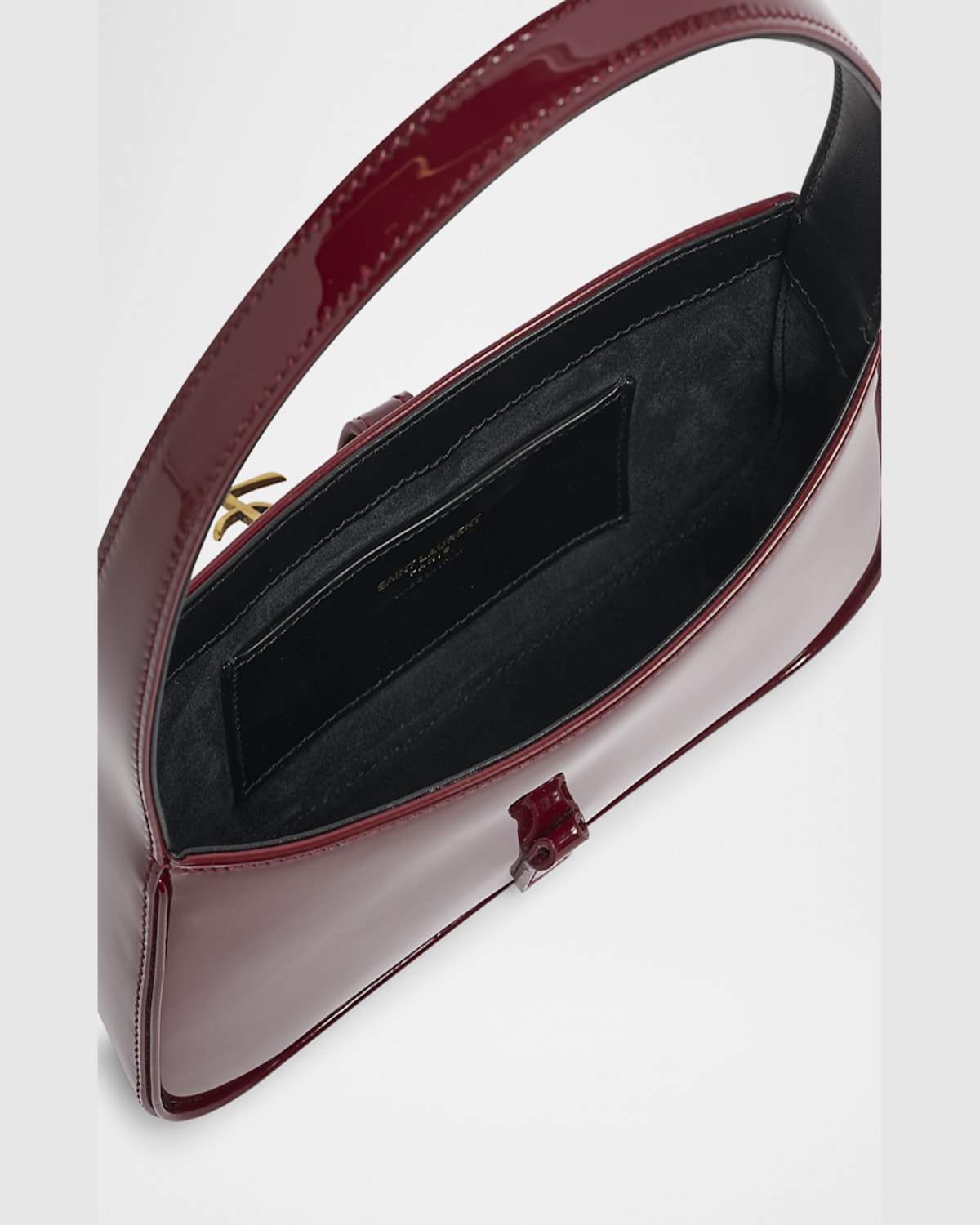Saint Laurent Le 5 A 7 Mini Ysl Shoulder Bag In Patent Leather In Grenade