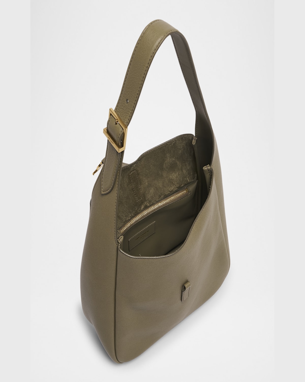 Saint Laurent Le 5 A 7 Ysl Small Hobo In Smooth Supple Leather In Strong Moss