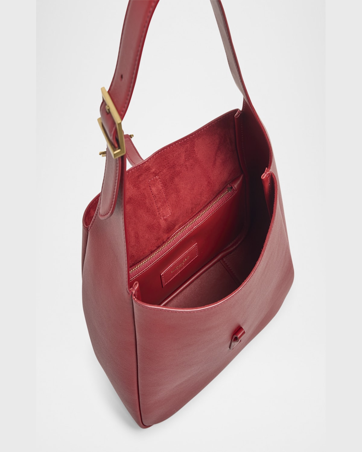 Saint Laurent Le 5 A 7 Ysl Small Hobo In Smooth Supple Leather In Red Danger