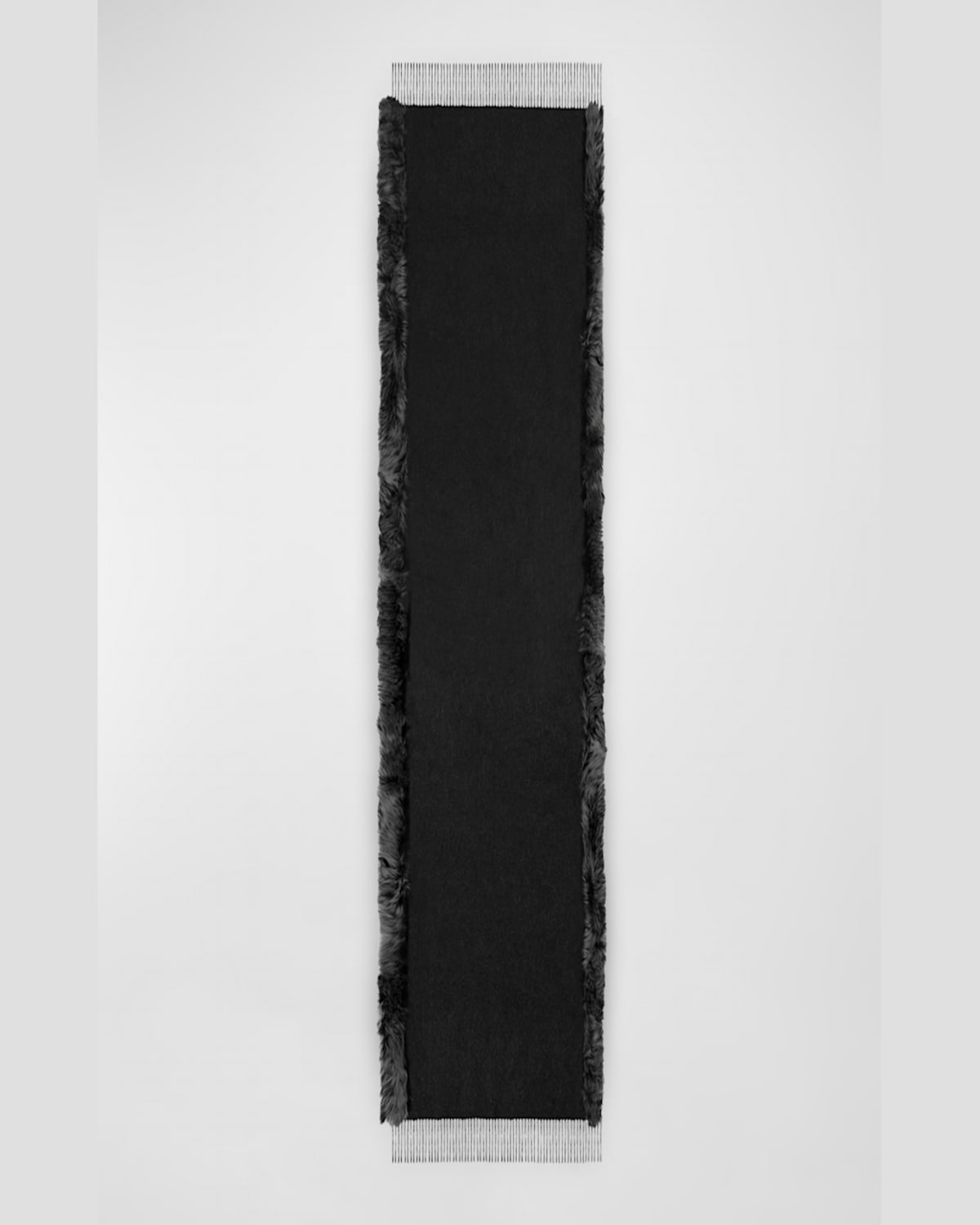 Gorski Toscana Lamb Shearling-trim Fringe Cashmere Stole In Black / Gray