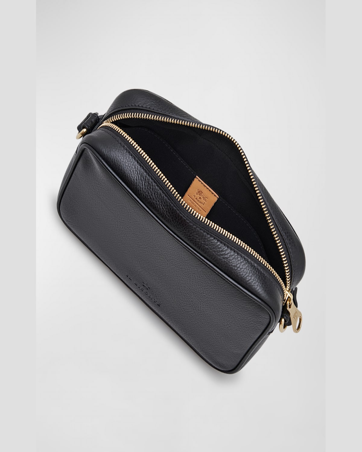 Il Bisonte Oliveta Vacchetta Leather Camera Crossbody Bag In Blu Oltremare