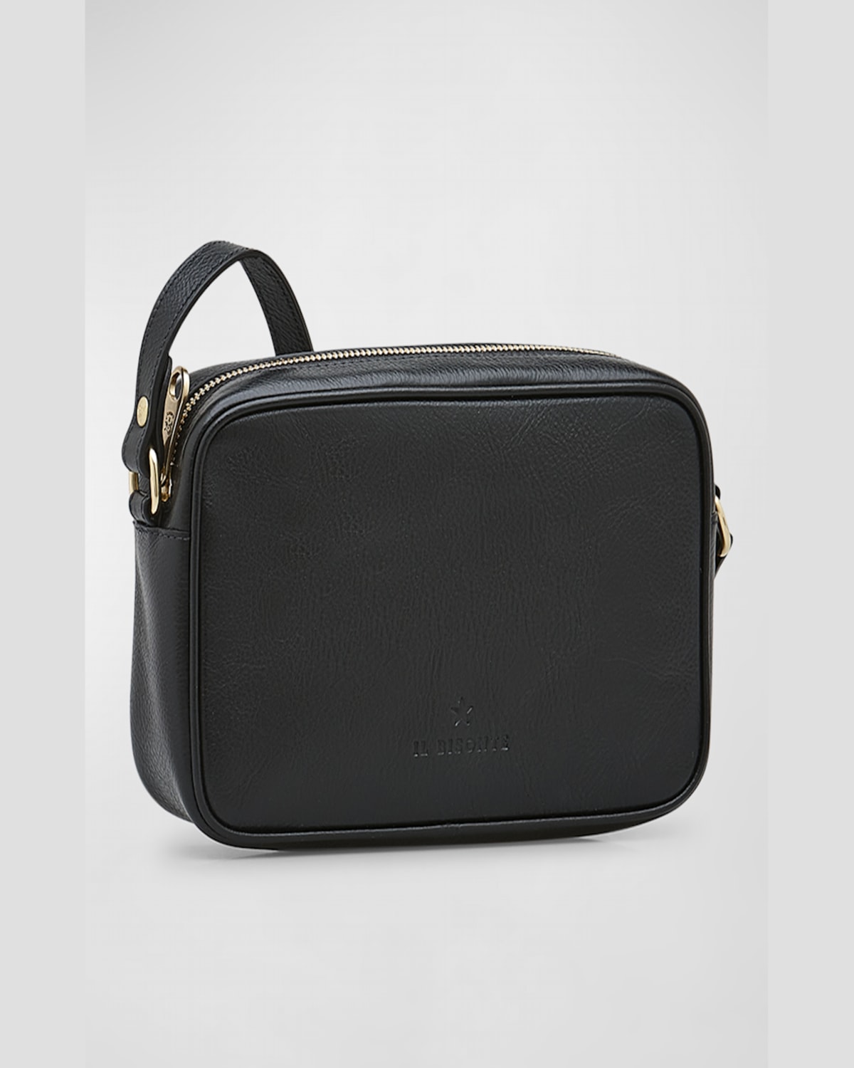 Il Bisonte Oliveta Vacchetta Leather Camera Crossbody Bag In Blu Oltremare
