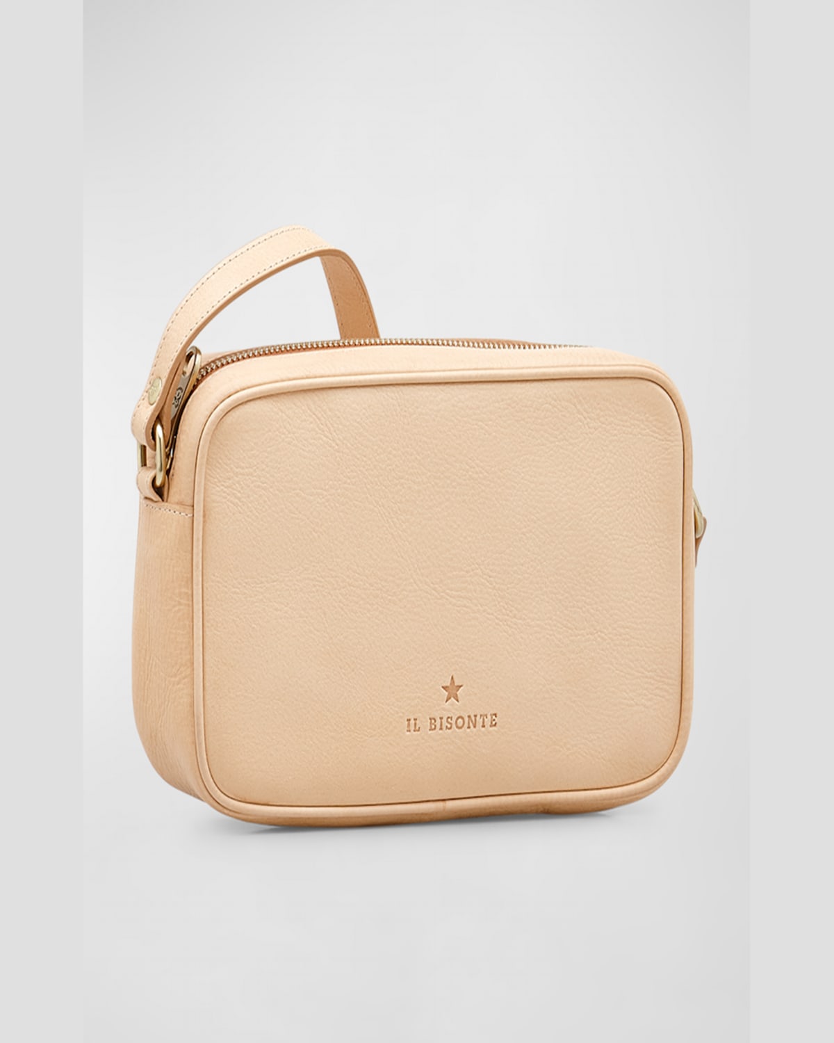 Il Bisonte Oliveta Vacchetta Leather Camera Crossbody Bag In Blu Oltremare