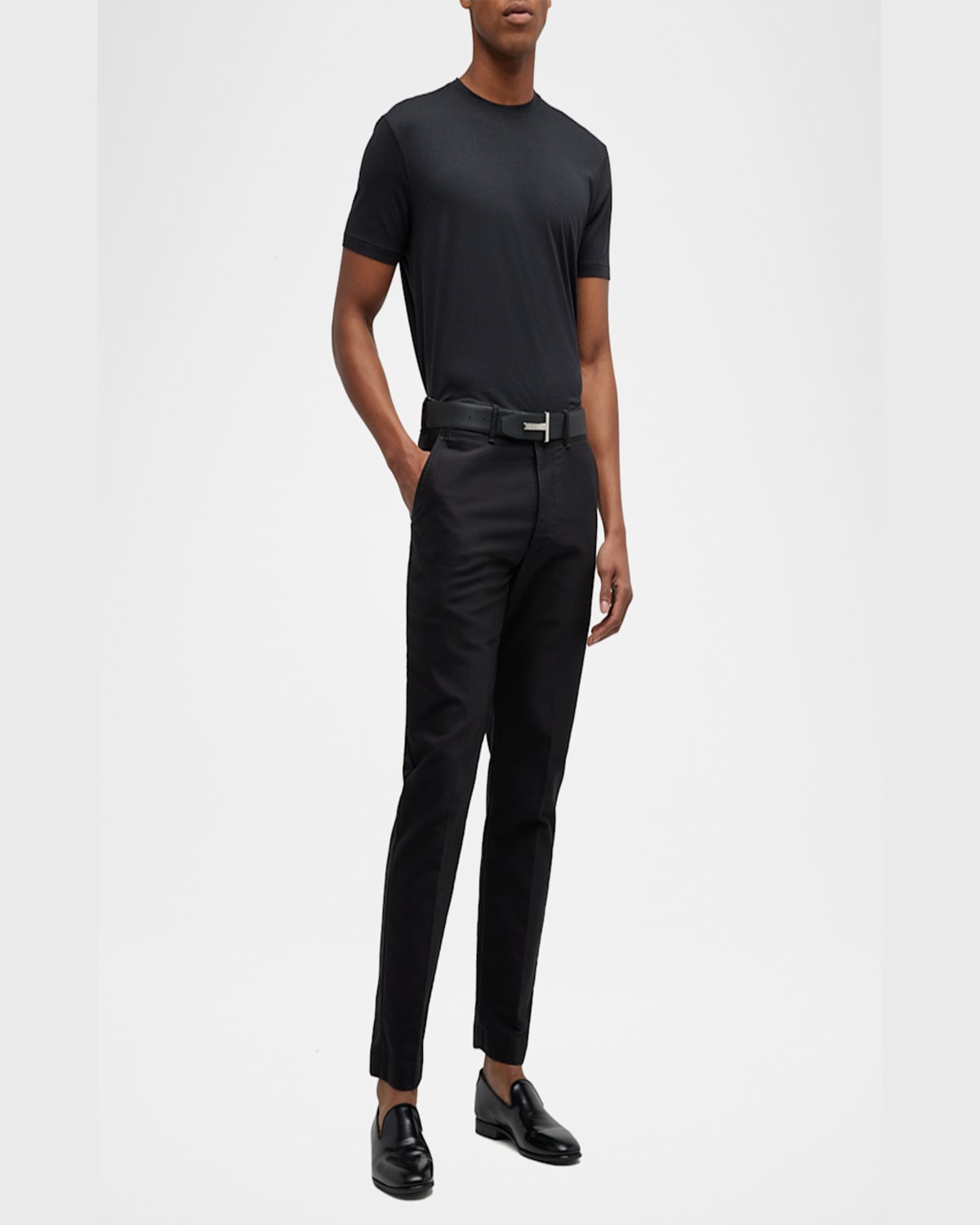 Tom Ford Men's Lyocell-cotton Crewneck T-shirt In Denim Blue