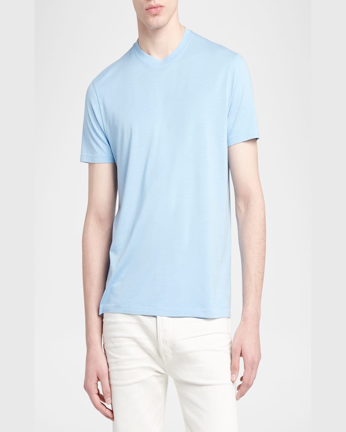 Tom Ford Men's Lyocell-cotton Crewneck T-shirt In Denim Blue